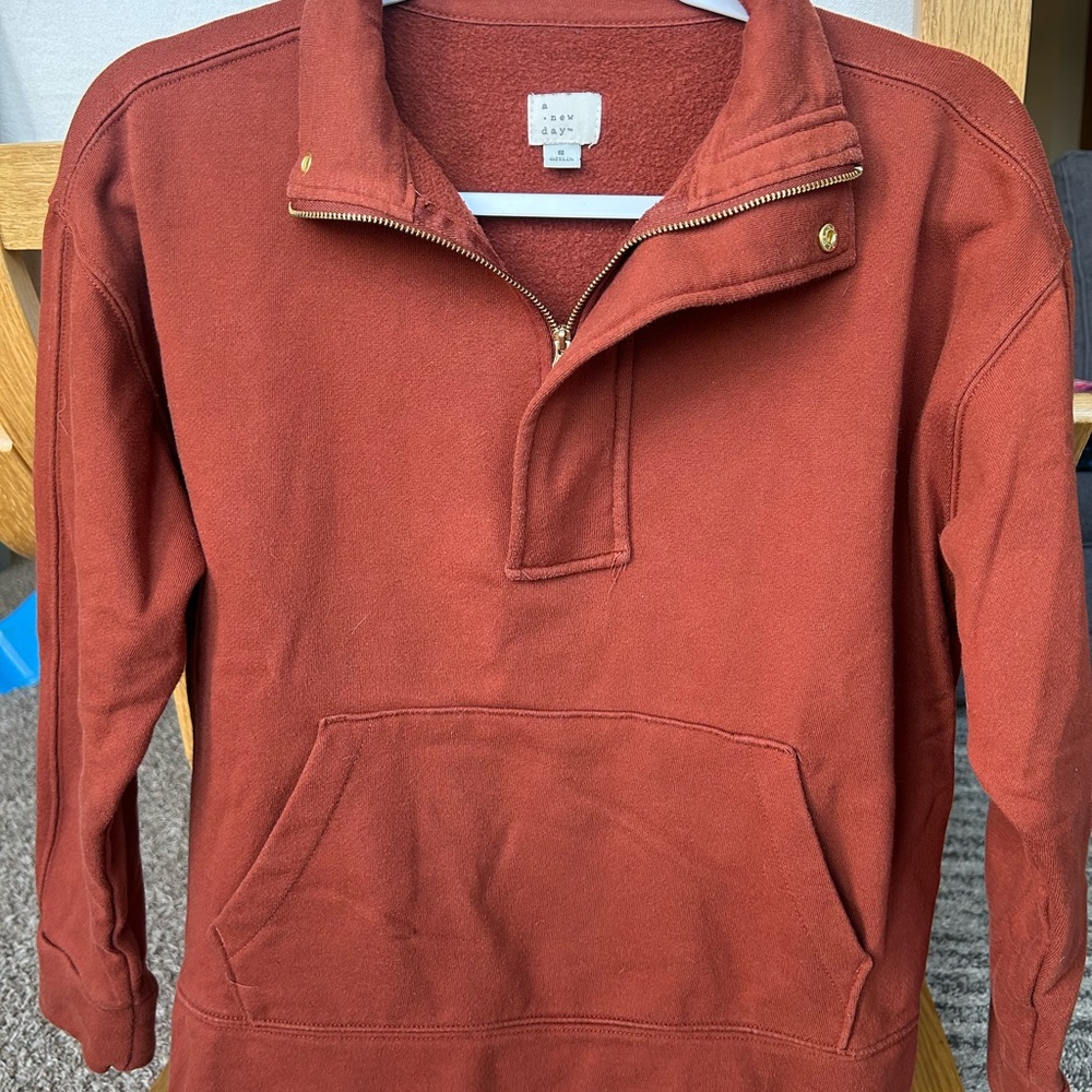 Rust Quarter-Zip Pullover
